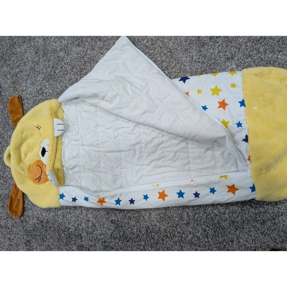 Happy Nappers Kids Sleeping Bag Dog – Plush Pillow Bed Mat Star Print Medium